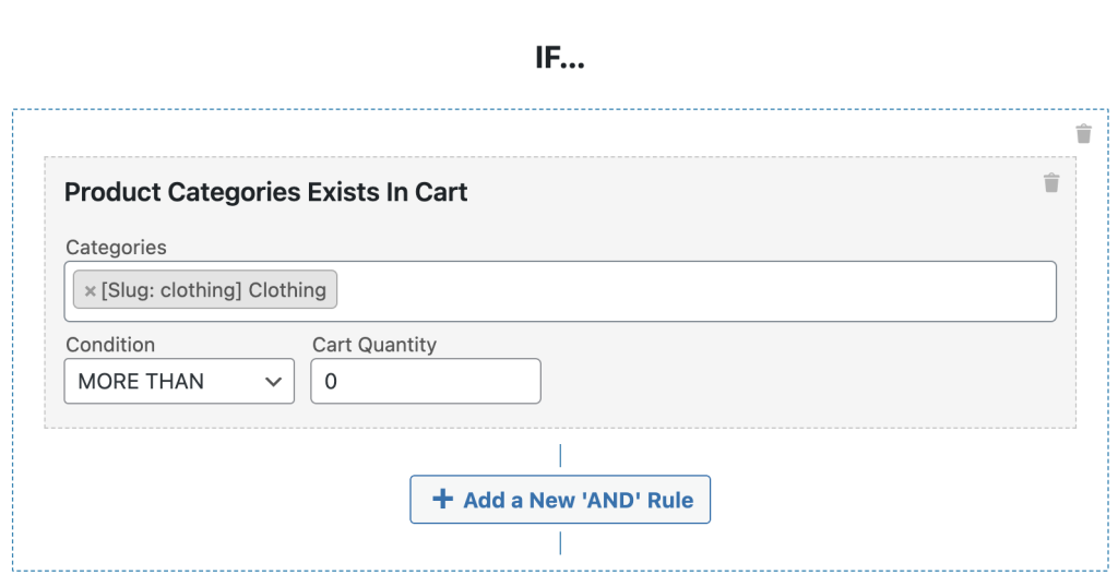 Set the condition and cart quantity 